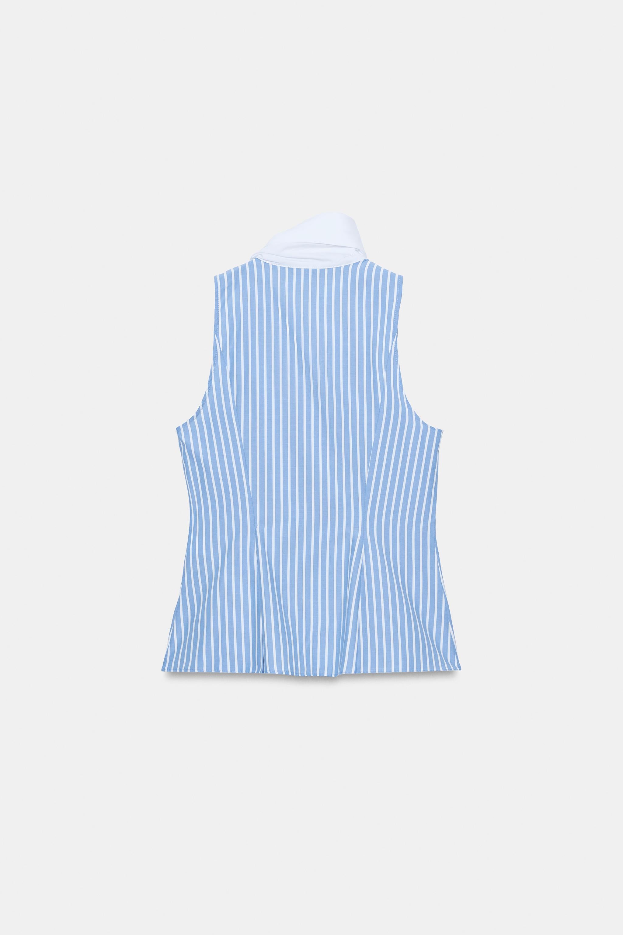 CHEMISE SANS MANCHES À RAYURES ET NŒUD - elenova