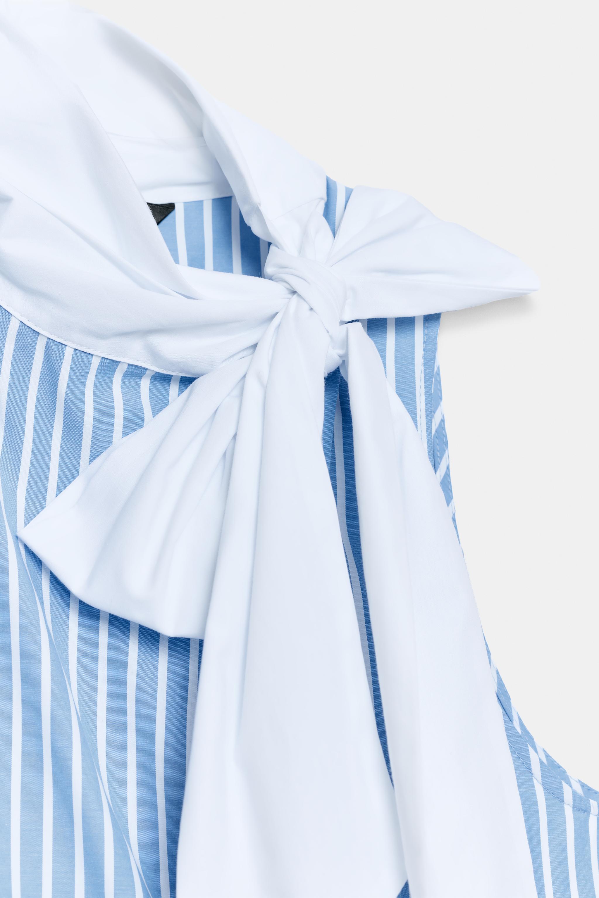 CHEMISE SANS MANCHES À RAYURES ET NŒUD - elenova